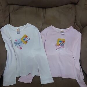 🌷🏖❄️🍂 TKS Girls White and Pink Long Sleeve Shirts Set Of 2